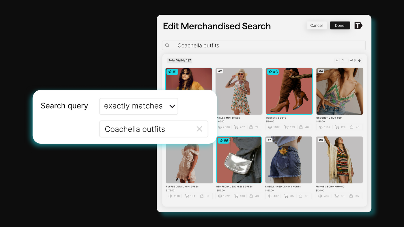 Hold selected products in exact positions in search results